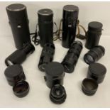 7 vintage cased photographic lenses, to include Panasonic, Chinon, Panagor & Ozek.