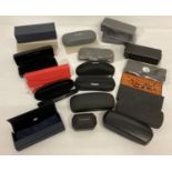 A box of 20 new designer glasses cases.