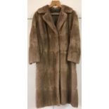 A vintage ladies 3/4 length bespoke made pale fur coat, fully lined.