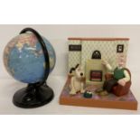 A Wallace and Gromit digital clock radio. Together with a novelty globe.