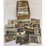 Ex Dealers stock - 270+ assorted vintage and Victorian postcards, most in plastic envelopes.