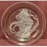 A limited edition Morgantown full lead crystal plate "County Ladies" by Michael Yates.