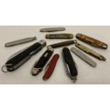 A collection of assorted vintage penknives.
