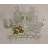 A box of assorted vintage glassware and crystal items to include an Edinburgh Crystal decanter.