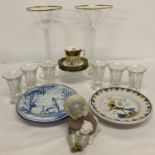 A box of assorted ceramics and glass ware to include Lladro.