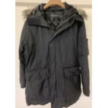 A men's black padded winter jacket by French Connection size XL.