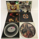 6 vintage rock music LP records to include "It's A Hard Life" picture disc by Queen.