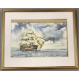A framed & glazed watercolour of "The Endeavour".