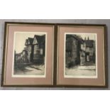 2 signed Reginald Green etchings of scenes from Rye, Sussex, framed and glazed.