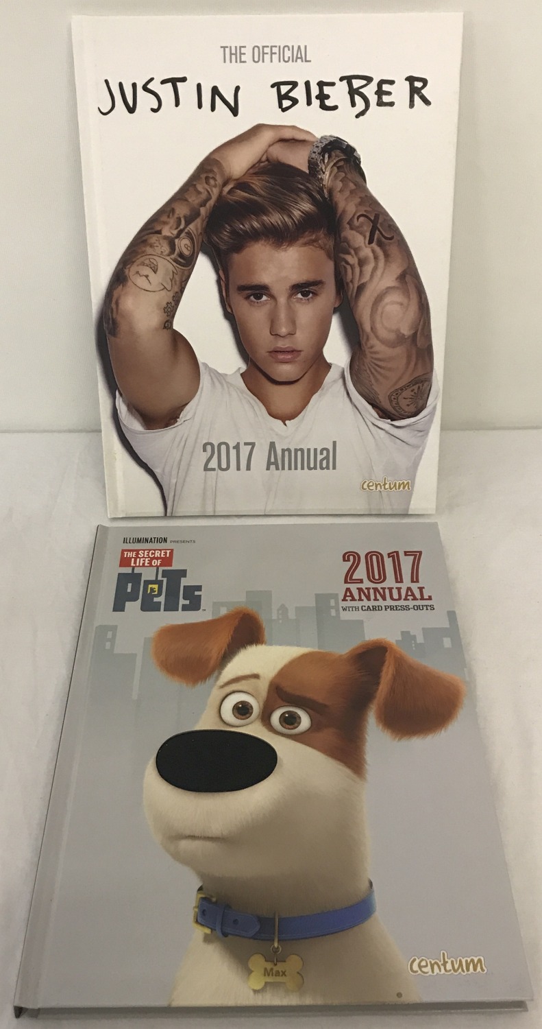 2 x 2017 annuals by Centum. The Official Justin Bieber and The Secret Life Of Pets.