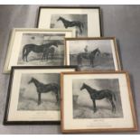 5 variously framed and glazed racehorse prints by Fores of Piccadilly, London.