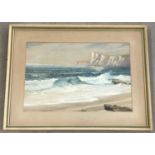 A framed and glazed unsigned watercolour of a sea scape.