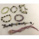 7 costume jewellery bracelets made from natural stone.