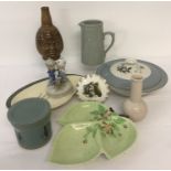 A box of assorted vintage ceramics to include Poole, Denby, Carlton ware and Royal Doulton.