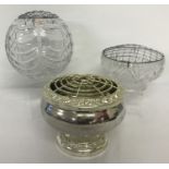3 posy bowls, to include a Royal Brierley cut crystal bowl, approx. 16cm tall.