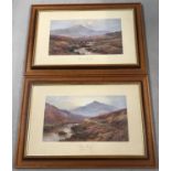 2 framed and glazed Alfred de Breanski Prints entitled "Moonrise On The Moor" and "Early Morning".
