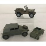 3 vintage Dinky Toys military vehicles.