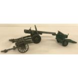 2 diecast model military field guns by Crescent together with a military field gun by Britains Ltd.
