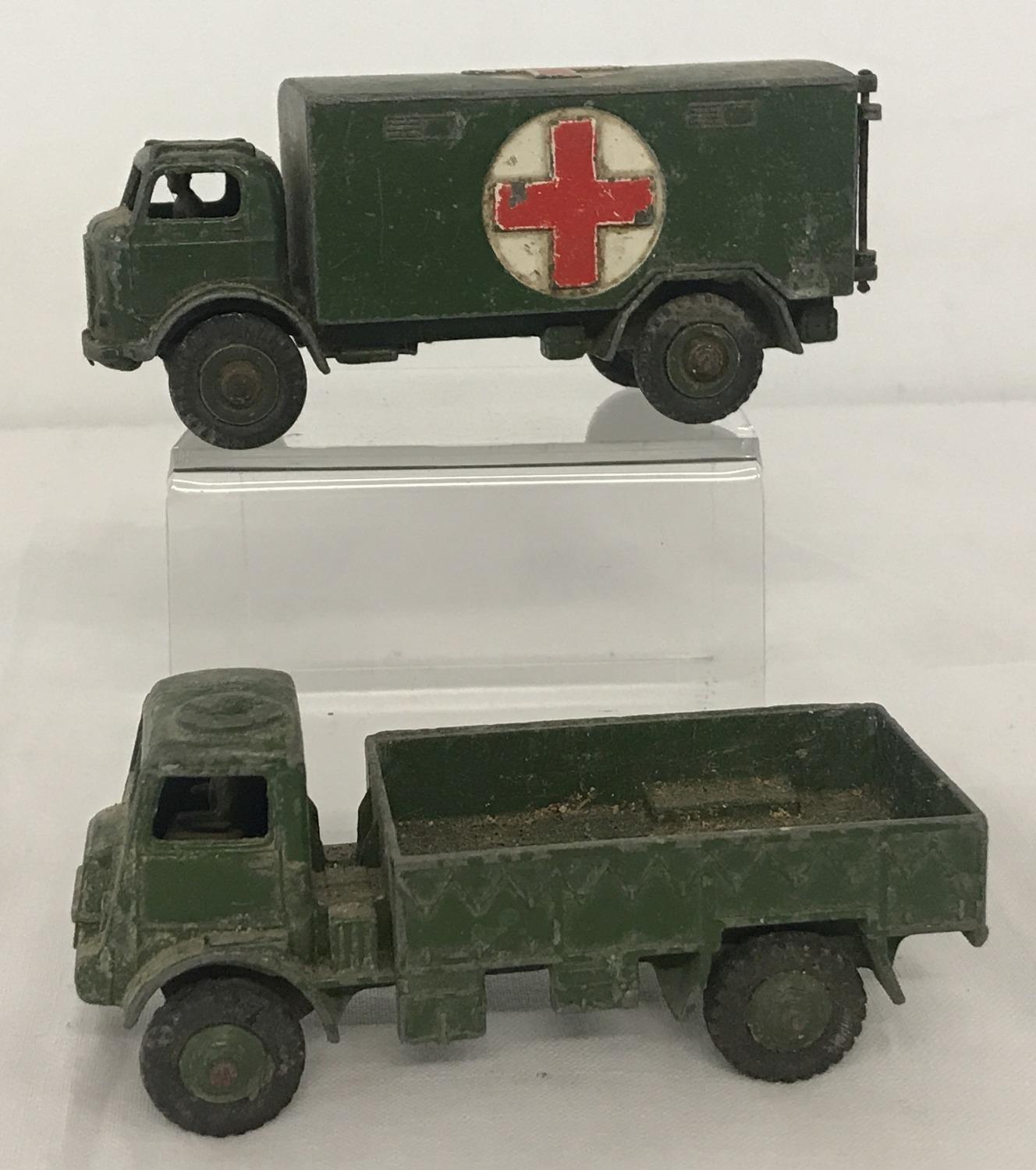 A Dinky Toys diecast Military Ambulance No. 626 together with a Military Army Wagon No. 623