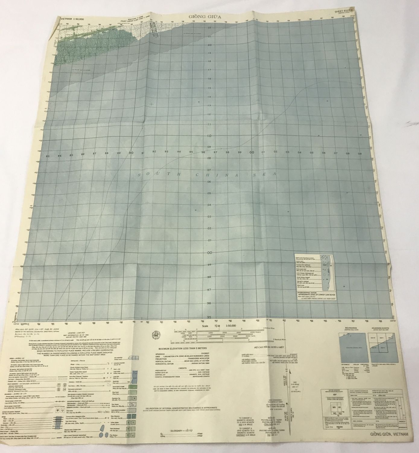 A Vietnam war style military map of the Giong Giua province.