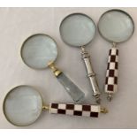 A collection of 4 large magnifying glasses.
