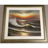 H. Gailey large framed and glazed sea scape oil painting.