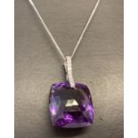 A Luke Stockley 18ct white gold, diamond and amethyst necklace.
