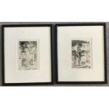 2 framed and glazed black and white signed artist proof prints.