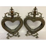 A pair of Eastern Style heart shaped lanterns, hanging or free standing.