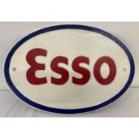 An oval shaped, painted cast metal, Esso wall hanging plaque.