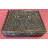 A highly carved Chinese hardwood lidded box.