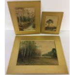 3 mounted Victorian watercolour paintings, unsigned.