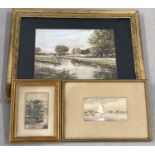 3 framed and glazed watercolours. All depicting boats on the water.