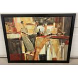 A large framed modern oil on canvas by Yuri Tremler artist and interior designer.