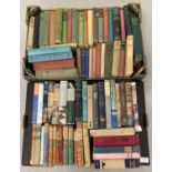 2 boxes of vintage fiction novels; one box complete with dust covers.