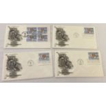 4 American "Winter Special Olympics 1985" first day covers. Each envelope has either 1 or 4 stamps.