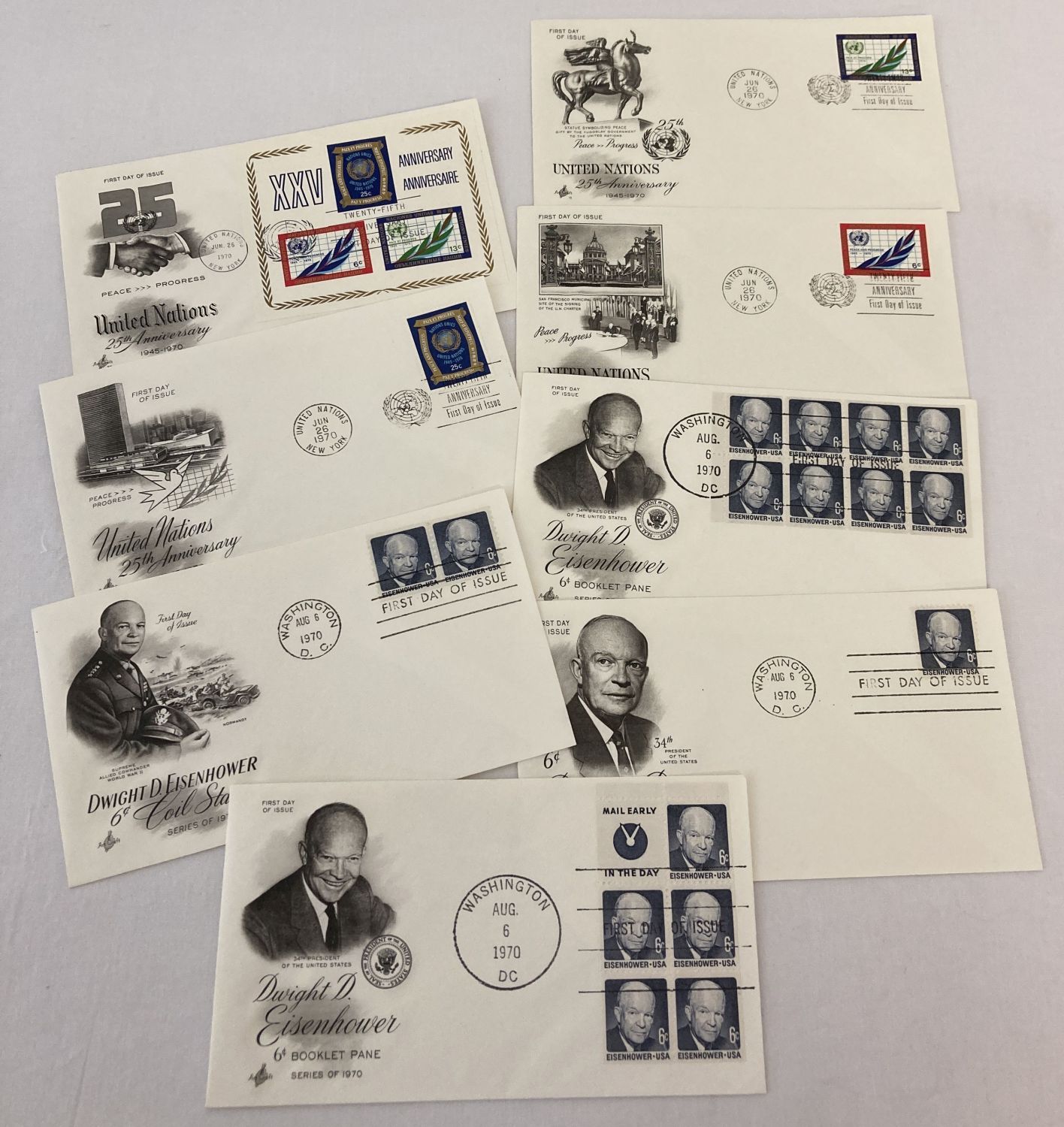 8 American "United Nations 25th Anniversary" first day covers dated 1970.