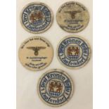 5 German WWII Waffen SS beer mats.