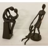 2 modern cast metal figurines. Both depicting mother and child.