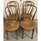 A set of 4 vintage Scandinavian bentwood chairs.