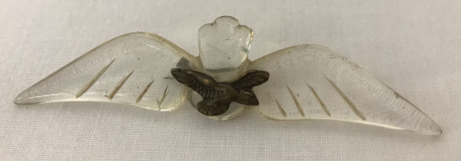 A WWII style R.A.F clear Lucite sweetheart badge.