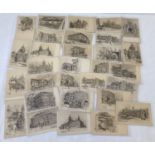 29 vintage postcards of printed sketches of scenes from Liverpool University.