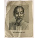 A Vietnam War era 2 tone Era Fabric Ho Chi Minh portrait.