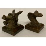 2 small Chinese seals with handles in the form of a dragon and snakes head.