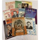 10 vintage song and music sheets. To include Noel Coward, Bings Crosby, Ivor Novello and Ken Dodd.