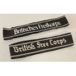 A pair of reproduction "British Free Corps " cuff titles.