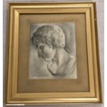 A framed and glazed watercolour classical style portrait signed I. Garland-Smith.