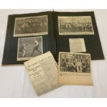 A vintage scrapbook containing newspaper articles & letters relating to women's hockey in the 1930's