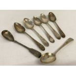 6 Georgian silver teaspoons together with a Victoria silver teaspoon.