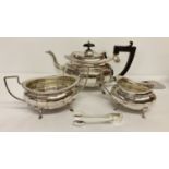 A Victorian matching silver plate teapot, sugar bowl and milk jug.